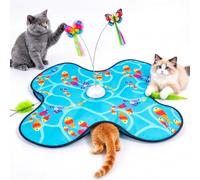 Interactive Cat Toys, Automatic Indoor Hide and S at Toys, Rechargeable | Kitten Tunnel Toy with Motion Activated, Sound On/Off Control, Dual Moving Feather Wands, Chirp Sounds, Non-Slip Suction Cups