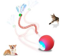 Interactive Cat Toys Ball - 2025 New Gen with Smart Obstacle Avoidance,Auto Wake-Up & 3-Speed Adjustable,Includes 2 Speedy Tail 2.0 Ropes, Ideal Kitten Toys for Bored Indoor Cats (Red)