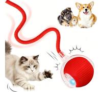 Interactive Cat Toys, Electric Automatic Toys for Indoor Cats, 360° Active Rolling Smart Dog Ball, Moving Cat Toys Ball with Tail, USB Rechargeable Pet Toy, Stimulate Hunting Instincts (Red)