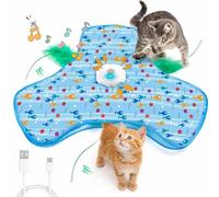 Interactive Cat Toys for Indoor Cats - Automatic Hide and Seek Mouse Toy with Feather Tail,Squeaky Mouse Sounds, Motion Activated,USB Rechargeable Boredom Relief & Self Play Enrichment Game (Bule)