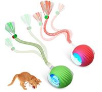 Interactive Cat Toys for Indoor Cats, Automatic Kitten Toys for Bored Indoor Adult Cats, Smart Kitten Rolling Ball Moving Balls Toy, Rechargeable Dog Cat Ball for Enrichment Exercise (Red+Green)
