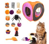 Interactive Cat Toys for Indoor Cats - Cat Interactive Toys | Automatic catte Toy | Cute Interactiva catte Tunnel | Halloween Wand Ball Spring Mice Toye, Folding Square Kitten Kit for Pets