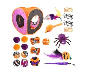 Interactive Cat Toys For Indoor Cats - Interactive Cat Toys, Automatic Cat Toy, Cute Interactiva Catte Tunnel, Halloween Ball Spring Mouse Toye | Folding Square Kitten Kit