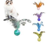 Interactive Cat Toys for Indoor Cats, Pet Bounce Ball | 5 Pieces Interactive Cat Ball with Feathers - Funny Kitty Toys to Attract Your M's Attention
