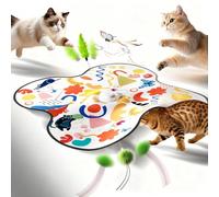 Interactive Cat Toys for Indoor Cats-Rechargeable Automatic Hide and Seek Kittens Toy with Moving Wand Feathers,Fluttering Butterfly,Real Mouse Squeaky,Motion Activated for Exercise & Bored Adult Cats