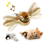 Interactive Cat Toys, Rechargeable Chirping Flapping Bird,Flappy Bird Cat Toy, Simulated Chirping Bird Cat Toy, Flapping Wings Sparrow Toys, Vivid Chirping, Interactive Cat Toy for Kitten Kitty