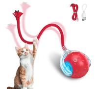 Interactive Cat Toys, Rechargeable Motion-Activated Red Cat Ball, Irregular Moving Kitten Toys for Indoor Cats, Stimulate Hunting Instincts, Suitable for All Floors & Carpets,Automatic Cat Toy (Red)