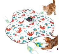Interactive Cat Toys Rechargeable: Moving Concealed Feathers with Chime - Hide and Seek Toys,Touch Cat Kitten Toy Exercise Toys for Indoor Bored Adult Cats,White