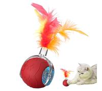 Interactive Cat Toys Rolling Ball With Feathers Auto Mode Smart Avoidance Three Light Settings Jumping Pet Exercise Stimulating Fun Safe Play