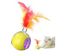 Interactive Cat Toys Rolling Ball With Feathers Auto Mode Smart Avoidance Three Light Settings Jumping Pet Exercise Stimulating Fun Safe Play