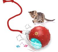 Interactive Cat Toys with Motion Activated and Squeaking, Super Fast Rolling on the Mat, Happy Kitty Party Game - Red-Ling