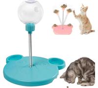 Interactive Cat Treat Dispenser Ball - Slow Feeder Puzzle Toy for Mental Stimulation & Indoor Play - Leak-Proof Design with Spring Action (pink) (Blue)