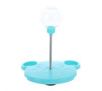 Interactive Cat Treat Dispenser Toy - 3-in-1 Cute Bear Shape Pet Leaky Feeder with Track Balls & Spring Mint Ball, Slow Feeder & IQ Enrichment Toy with Suction Cup Base for Cats & Small Dogs (Blue)