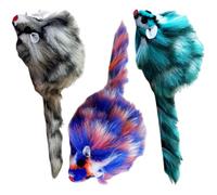 Interactive Cats Toy Plush Squeaky Animal With Colorful Feathered Encourage Active Play For Kittens Indoor 3PCS Plush Squeaky Cats