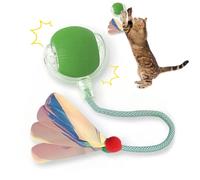 Interactive Cats Toys Ball, 360° Automatic Cat Ball Toy, Speedy Balls Cat Tail Automatic Rolling Balls Toys, USB Rechargeable, Cats Toys for Indoor Kittens (green)