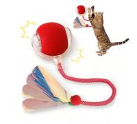 Interactive Cats Toys Ball, 360° Automatic Cat Ball Toy, Speedy Balls Cat Tail Automatic Rolling Balls Toys, USB Rechargeable, Cats Toys for Indoor Kittens (red)