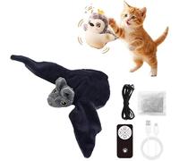 Interactive Chirping Bird Cat Toy, Flapping Flying Simulation Plush for Indoor Adult Cats, 3 Modes Rechargeable Remote Control Entertainment to Relieve Boredom Black
