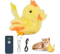 Interactive Chirping Bird Cat Toy, Flapping Flying Simulation Plush for Indoor Adult Cats, 3 Modes Rechargeable Remote Control Entertainment to Relieve Boredom Yellow