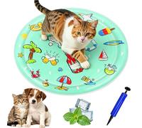 Interactive Cooling Waterbed for Dogs 2.0, Water Sensory Play Mat for Cat Dog, Summer Water-Fillable Sensory Mat, Upgraded with 50% Extra Thickness, Large 65cm/100cm Diameter, with Air Pump (B,100cm)