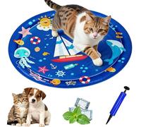 Interactive Cooling Waterbed for Dogs 2.0, Water Sensory Play Mat for Cat Dog, Summer Water-Fillable Sensory Mat, Upgraded with 50% Extra Thickness, Large 65cm/100cm Diameter, with Air Pump (C,100cm)
