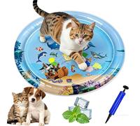 Interactive Cooling Waterbed for Dogs 2.0, Water Sensory Play Mat for Cat Dog, Summer Water-Fillable Sensory Mat, Upgraded with 50% Extra Thickness, Large 65cm/100cm Diameter, with Air Pump (A,100cm)
