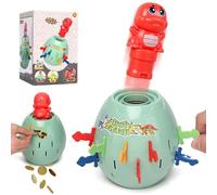 Interactive Dinosaur Piggy Bank Toy with Spring - Loaded Pop-Up Dino, DIY Stickers, and Fun Dino Swords Toy Pop-Out Dinosaur| Educational Savings Game for Boys & Girls