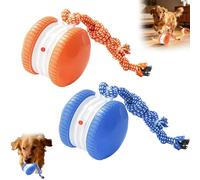 Interactive Dog Ball,Random Path Electric Automatic Moving and Rolling Dogs Toy with Rope,Automatic Active Rolling Ball with Tail for Dogs, Rechargeable Chase Buddy Dog Toy with Chew Ropes (A+B)