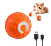 Interactive Dog Ball Self Moving Electric Dog Toy with Tap to Wake and LED Light Rechargeable Bouncing Jumping Ball for Small Medium Dogs Boredom Buster Toy for Puppies Outdoor Indoor (Orange,A)