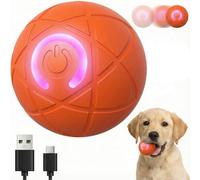 Interactive Dog Ball,Shaky Ball Toy for Dogs-Automatic Moving, Rolling&Bouncing.Electric Motion Activated,Smart Obstacle Avoidance,Silent TPE,USB Rechargeable.Keep Puppy/Small Medium Pets Busy(Orange)
