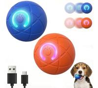 Interactive Dog Ball,Shaky Ball Toy for Dogs-Automatic Moving, Rolling&Bouncing.Electric Motion Activated,Smart Obstacle Avoidance,Silent TPE,USB Rechargeable.Keep Puppy/Small Medium Pets Busy(2*pcs)