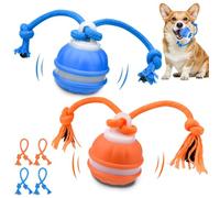 Interactive Dog Ball Toy, Interactive Dog Toys, Moving Dog Toy, 3 Modes Automatic Active Rolling Ball with Tail, Smart Interactive Dog Toys with 2 Replacement Ropes for Puppy Small Medium Dog (Orange)