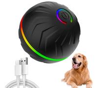 Interactive Dog Ball Toys, 2025 New Vibrating Dog Ball Moving Do-g Ball, Interactive Pet Toy Automatic Rolling Bal-l, Smart Self-Moving Ball for for Medium Large Do-gs with LED Flash Light(Black)