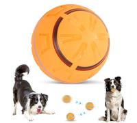 Interactive Dog Ball Toys, Boredom Motion Activated Moving Dog Toy ,Vibrating Dog Ball with LED Flash Light & Remote Control, Rechargeable Pet Stimulation Toys for Dog Birthday Present (Orange)