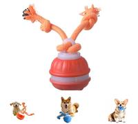 Interactive Dog Cat Toys Balls, 360° Moving Automatic Rolling Ball, Chase Buddy Dog Toy with Two Chew Ropes, Fun Motion Activate Pet Toy for Indoor Boredom Small Medium Dogs Cats (Orange)
