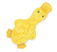 Interactive Dog Chew Toy with Squeaker and Crinkle Sounds, for Small Medium Large Breed Play and Fetch, Duck Design, Yellow
