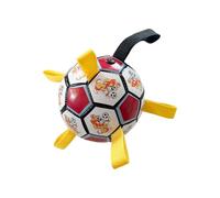 Interactive Dog Football Toy,Durable Bouncy PVC Pet,Red Yellow | Safe PVC material,high bounce,waterproof,with straps,for training or play,easy to clean,suitable for all dog sizes