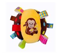 Interactive Dog Plush Ball, Squeaky Dog Toys Ball with Built-in Bell & Grab Tabs, Durable Chew Toy for Small Medium Dogs Pet Indoor Outdoor Play, 15 Cm / 5.91 in Color B