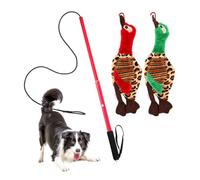 Interactive Dog Retractable Flirting Pole, 26"-42" Squeaky Plush Toy Nylon