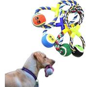 Interactive Dog Rope Toy with Tennis Ball - Durable Fetch & Tug of War Dog Toy | Non-Toxic, Teeth-Friendly, Squeaky Pet Toy for Aggressive Chewers | Indoor/Outdoor - 3 Pack