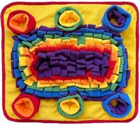 Interactive Dog Snuffle Mat for Mental Stimulation and Enrichment for Dogs, Pigs, Rabbits, and Other Pets (Rainbow)