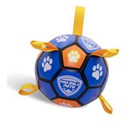 Interactive Dog Soccer Ball for Dogs, 6” with Straps & Grab Tabs, Floats on Water, Fetch & Training Toy for Small/Medium Dogs, Herding Breeds, Waterproof Non-Toxic - ProBall Pets - Blue Orange