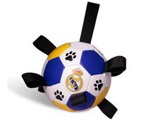 Interactive Dog Soccer Ball for Dogs, 6” with Straps & Grab Tabs, Floats on Water, Fetch & Training Toy for Small/Medium Dogs, Herding Breeds, Waterproof Non-Toxic - ProBall Pets - Real Madrid