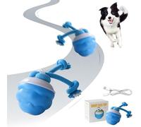 Interactive Dog Toy Ball with Cord, Dog Ball, Electric Intelligent Voice, Rechargeable Type-C Dog Toy, Intelligence Rolling Ball, 3 Modes Dog Ball, Intelligence Toy (Blue)