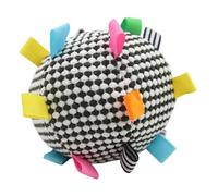 Interactive Dog Toy Bell Plush Engaging Chew Ball for Outdoor Playtime with Straps for Various Breeds 6.3 Inches (Black White)