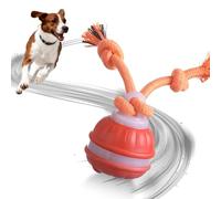 Interactive Dog Toy,Smart Interactive Dog Toys,Automatic Moving Dog Toy, Automatic Active Rolling Ball with Tail for Dogs, Rechargeable Moving Pet Ball with Chew Ropes for Puppies and Pet (Orange)