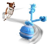 Interactive Dog Toy,Smart Interactive Dog Toys,Automatic Moving Dog Toy, Automatic Active Rolling Ball with Tail for Dogs, Rechargeable Moving Pet Ball with Chew Ropes for Puppies and Pet (Blue)