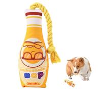 Interactive Dog Toy, Squeaky Jam Jar Shape Puppy Chew Toy with Braided Twine Handle for Small Medium Dogs