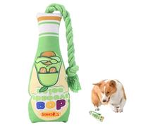 Interactive Dog Toy, Squeaky Jam Jar Shape Puppy Chew Toy with Braided Twine Handle for Small Medium Dogs