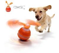 Interactive Dog Toys ，2026 upgraded motion-sensing pet toy ball, interactive dog toy ball with 360° intelligent automatic rolling. Built-in bird chirping attract dogs and keep them playing (orange)