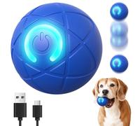 Interactive Dog Toys Automatic Rolling Balls, Dog Rolling Ball with LED Flash Light, Rechargeable USB Dog Toy Balls, Durable High Bounce Floating Rubber Dog Ball, for Kittens, Puppies (Blue)